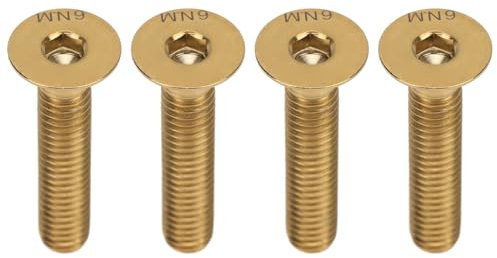 Tornillo del Perno del Vástago de la Bicicleta, Aleación de Titanio Cabeza Plana Tornillo de La Tapa del Auricular Perno de La Tapa del Vástago del Auricular de La Bicicleta Perno (Golden-4Pcs)