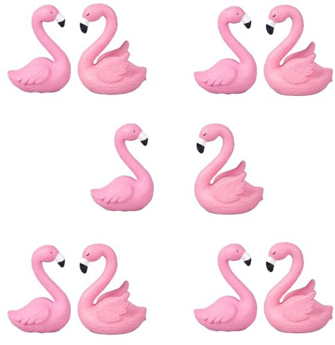 YUYWWAN 10 Pcs Mini Canards Flamants Résine Décorations,été Miniature Flamingo Decors,Flamant Jardin Décorations pour Paysage Maison Poupée Intérieur DIY Artisanat