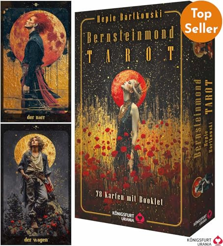 Bernsteinmond Tarot - 78 Tarotkarten und 80-seitiges Booklet | Klare Antworten sofort