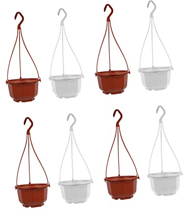 ibasenice 8ensembles Pots Suspensions Plastique pour Plantes Paniers Suspendus Décoratifs Intérieurs Et Extérieurs Finition Lisse avec Crochets pour Jardin Balcon Et Maison