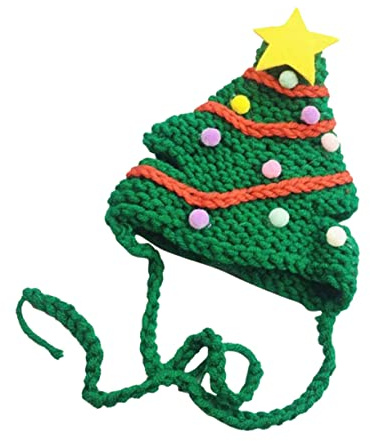YARNOW Woolen Yarn Christmas Tree Cat Hat Soft Lightweight Pet Headwear for Festive Decoration Comfortable Fit for Cats Lovely Holiday Party Adornment Green