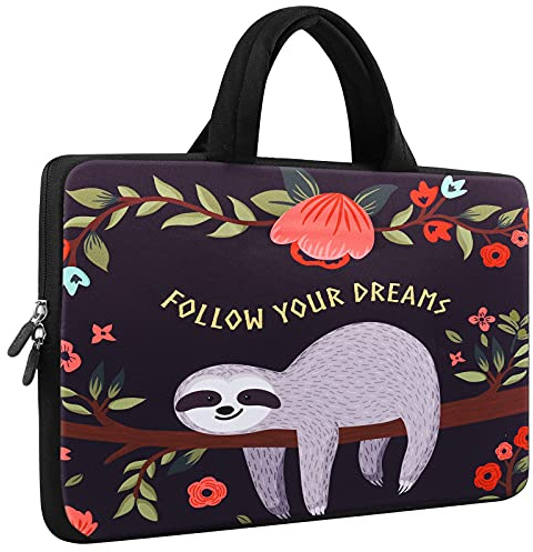 Mibbxea Neoprene Laptoptasche 10 Zoll - Schutzhülle Tragetasche mit Griff für 9.7-10.1 Notebooks & Tablet, Wasserdicht, Leichte & Stoßfest (Faultier)