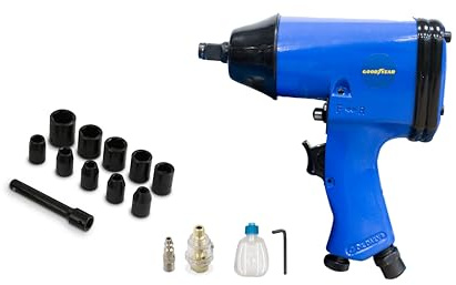 Goodyear Llave de Impacto Neumática 141 l/min, 5 cinceles | Carrera 66 mm, Soplado 350 bpm, 5 cinceles incluidos, Plano, punzón cónico, cortador de soldadura, recortador de chapa