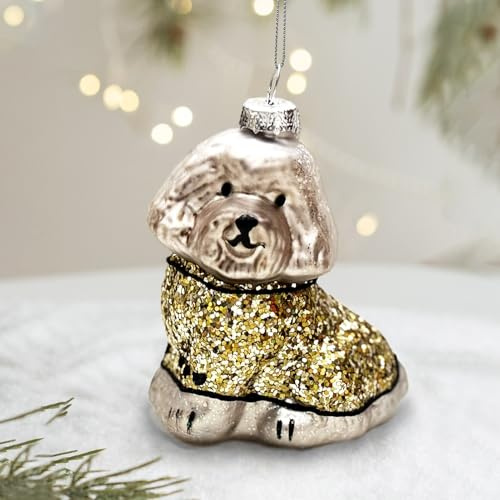 Fassory Puppy Glass Christmas Bauble, Handmade Blown Glass Christmas Ornament Decorations, Christmas Tree Decor (Puppy)