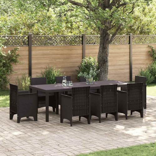 Mandloder Garten-Esstisch Braun, 250x100x73 cm, Poly-Rattan & Stahl, langlebig, wetterfest, für 8-10 Personen, perfekt für Garten, Terrasse, Balkon, Essbereich, Outdoor-Möbel