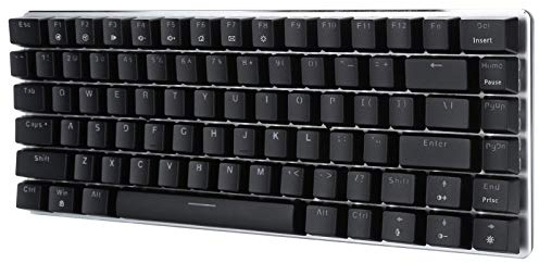 Tomantery AK33 Mechanische Tastatur, RGB-LED-Hintergrundbeleuchtung, Gaming, Tragbar, 82 Tasten, für Desktop-Laptop, Aluminium, Schwarz (Blauer Schalter)