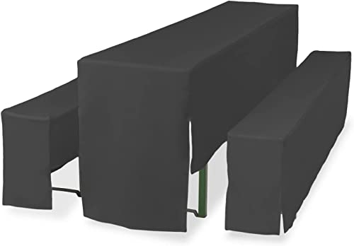 TexDeko Hussen für Bierzeltgarnitur gepolstert 5TLG Set Premium PRO Blickdicht Biertischhussen 220cm (Tischbreite: 50cm, Anthrazit)