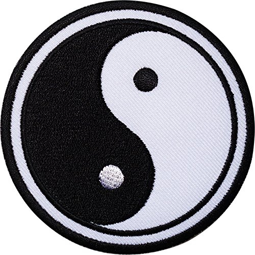 Yin und Yang bestickter Aufnäher zum Aufnähen oder Aufbügeln, Symbolschild, Logo, für Kleidung und Taschen