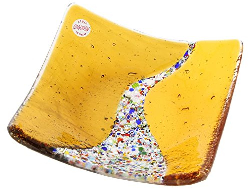 Dekorativer Teller Murano Klimt Square - Goldbraun