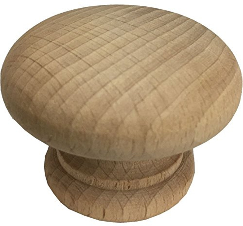 Fort Fasteners Wood Door Knobs, Drilled for Woodscrew - Dowel Screw 50mm (2 Inch) Beech Unlacquered (12)