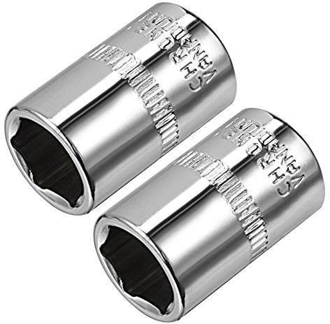 Sourcingmap 2 Pcs 1/4-Inch Drive 11mm 6-Point Shallow Socket, Metric, Cr-V