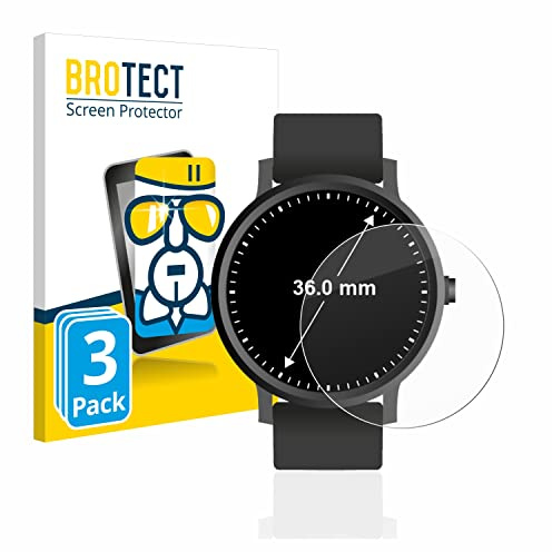 brotect Glass Film compatible with | Watches (Circular, ø: 36 mm) 3 Pack Clear Screen Protection Made in Germany 9H Protection Scratch Resistant High Clarity
