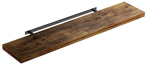 Casaria® Wandregal Holz Dunkle Eiche Hängeregal mit Halterung 15kg Tragkraft Küche Wohnzimmer Flur Schweberegal Bücherregal Regalbrett Schwebend 110cm