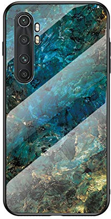 Baifu Hülle für Xiaomi Mi Note 10 Lite Hülle Marmor Gehärtetem Glas & Silikon Rand Hybrid Hardcase Stoßfest Kratzfest Handyhülle Dünn Case Handyhülle für Xiaomi Mi Note 10 Lite (Blau)