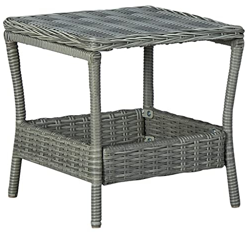 vidaXL Gartentisch Beistelltisch Couchtisch Balkontisch Terrassentisch Gartenmöbel Tisch Rattantisch Hellgrau 45x45x46,5cm Poly Rattan