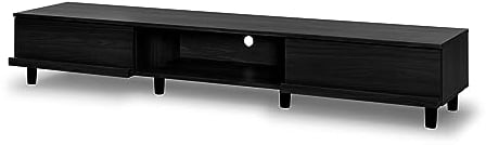 Iris Ohyama, Mobile TV, supporto TV per schermi fino a 65 pollici, 3 ripiani, uscita cavo, piedini regolabili, moderno, camera da letto, soggiorno - TV Cabinet - BAB-180A - Rovere nero