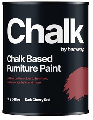 Hemway - Chalk Based Furniture Paint - Dark Cherry Red 1 L | Chalky Matt Shabby Chic Finish for Interior & Exterior Home Decor | Quick Dry & All-in-one