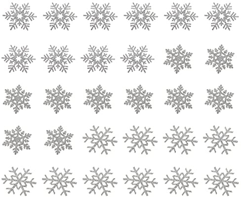 Artibetter Snowflake Christmas Patches: 30Pcs Glitter Christmas Embroidered Patches Appliques Winter Sew On Patches for Christmas Clothes, Hats, Jeans, Jacket, Silver
