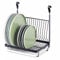 LIVIVO Hanging Storage Dish Rack with Drain for Kitchen Rail Shelf Tray Plates Bowl Tumbler Glasses Utensil Cutlery Knives Pots Paper Towel (Dish Rack, Black)