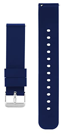 cobee Bracelets de montre en silicone, Sangles de rechange en caoutchouc souple imperméables à dégagement rapide avec boucle en acier inoxydable plaqué argent(22mm-vert armée) (20mm-Bleu Foncé)