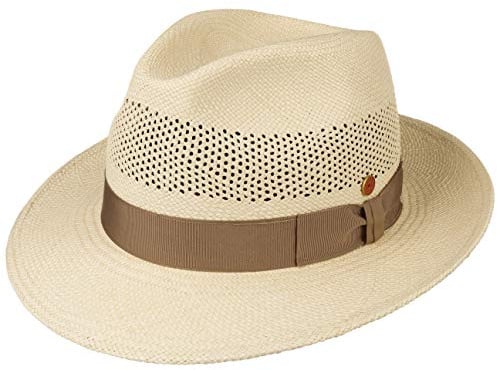 Mayser Imperia Panama Straw Hat Men - Made in The EU Summer Beach Bogart with Grosgrain Band, Band Spring-Summer - 54 cm Nature-Beige
