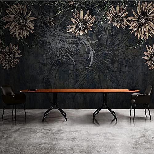MAANINE Papier peint Photo personnalisé fleurs modernes 3D Mural fond noir salon décor à la maison 150 cm * 105 cm