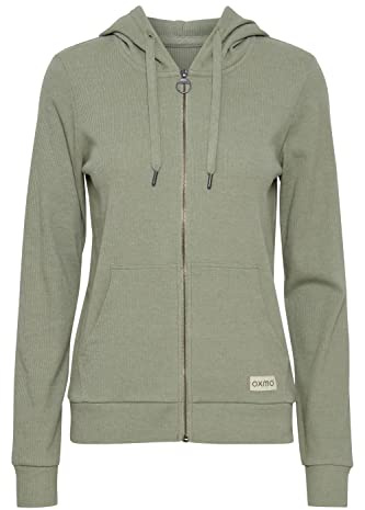 OXMO OXLova Damen Sweatjacke Kapuzenjacke Hoodie mit Kapuze, Größe:XL, Farbe:Seagrass Melange (1660081)