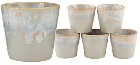 CreaTable, 23726, Serie Grespresso, 6-teiliges Geschirrset, Lungo Set aus Steinzeug, spülmaschinen-und mikrowellengeeignet, Made in Portugal, 210 milliliters, Grau