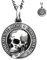 Doiicoon Halloween Carpe Diem Skull Pendant, Memento Mori Skull Pendant, Realistic Festive Necklace 3D Effect Silver Skull Head Men's (1pcs)