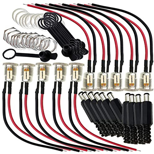 Lsgoodcare 20Pcs 5.5 x 2.1 MM 10A DC Power Jack Socket Dc099 30V Threaded Female Mount Connector Adapter with 3.94 Ich 18AWG Cable & DC Barrel Jack Plug Male