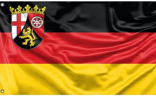 Bürger- und Staatsflagge des Staates Rheinland-Pfalz | Einzigartiger Designdruck | Hergestellt in der EU (90 x 150 cm)