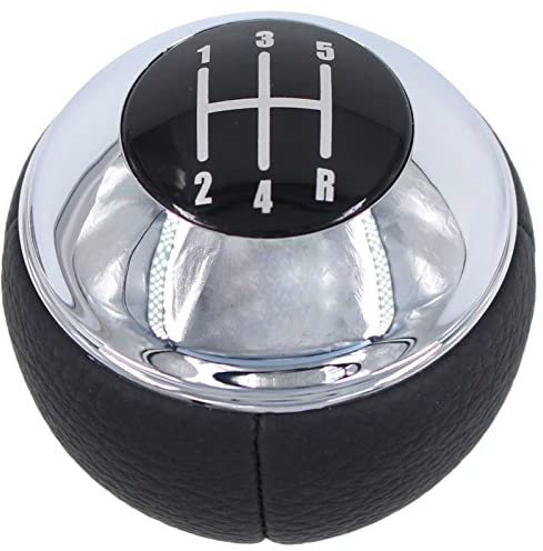Doo Engy Leder Schaltknauf 5 Gang Schalthebelknopf Schalthebel Schaltkopf Gangschaltknopf Schaltknaufkopf Schaltgetriebe Kopf Knauf Deckel schwarz für Mini R50 R53 2001-2006 Cabrio R52 2004-2007