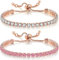 Suyi Tennis Bracelets for Women Cubic Zirconia Bracelet Adjustable Slider Bracelet Jewelry White Pink