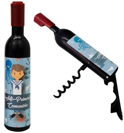 DISOK - Sacacorchos Botella Imantado Comunión. Detalles Comunión Vino Hombres, regalos personalizados comunión. (10-Azul)