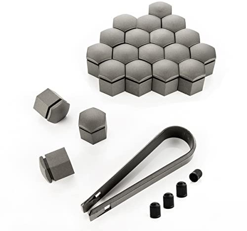 LST 20x Sechskant Felgen Radschraube Abdeckkappen Kappen Set 19 mm grau Matt