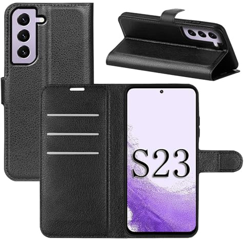 betterfon | Wallet Case Hülle Handy Tasche Handyhülle mit Magnetverschluss/Kartenfächer für Samsung Galaxy S23 in Schwarz