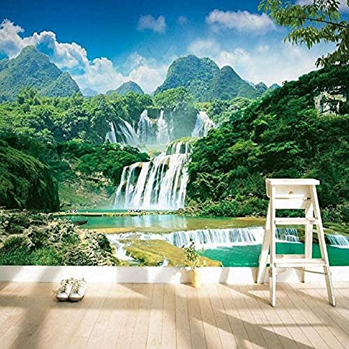 3D Wallpaper Waterfall Mountain Scenery Wall Painting Bedroom Living Room Home Decoration 3D Wall Mural Wallpaper Wall Photo Peel and Stick Self-Adhesive Wall Posters Wall Art 140(W) x70(H) cm