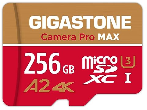 [5 Jahre kostenlose Datenrettung] GIGASTONE 256GB Micro SD Karte, Kamera Pro MAX, bis zu 130/85 MB/s, MicroSDXC-Speicherkarte für DJI, Gopro, Insta360, Dashcam, 4K Video, UHS-I A2 V30