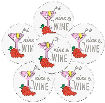 FINGER TEN Golf Ball Marker for Ladies Men Value 6 Pack, Golf Accessories Ballmarker Magnetic fit Golf Divot Tools Hat (Nine&Wine)