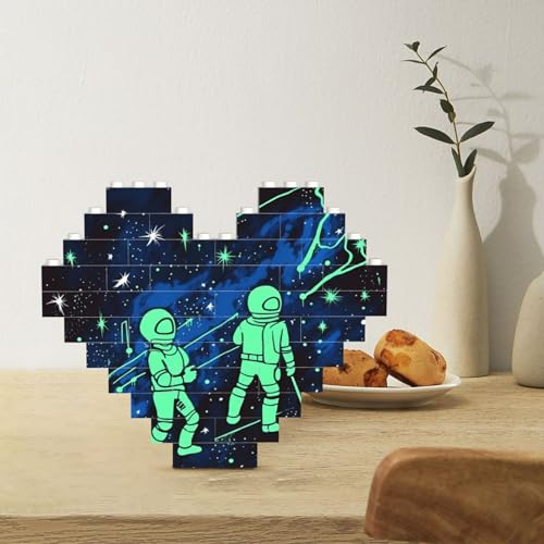 Baustein Puzzle Herzförmige Bausteine Glow in The Dark Puzzles Block Puzzle für Erwachsene 3D Micro Bausteine für Home Decor Bricks Set