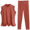 Damen Thermounterwäsche Set Thermo Unterhemd Fleece Tank Top Untershirt Ärmellos Warm Oberteil Thermounterwäsche Base Layer Sleeveless Top +Jogginghose Damen Baumwolle Casual Sporthose Warm Fleece