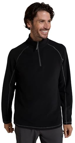 Mountain Warehouse Ashbourne Mens Fleece - Lightweight Microfleece Sweater, Antipill Midlayer, Warm Top - Best for Spring Summer, Camping, Trekking, Hiking Black 4XL