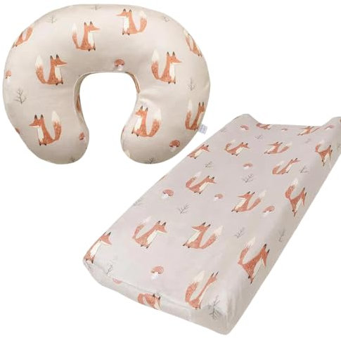 iEvolve Stillkissenbezug, Stillkissen, Stützkissen, Positionierer, Liege, Bezug für Babys, Jungen, Mädchen (Kissen und Kissenhülle, Fuchs, 2 Stück)