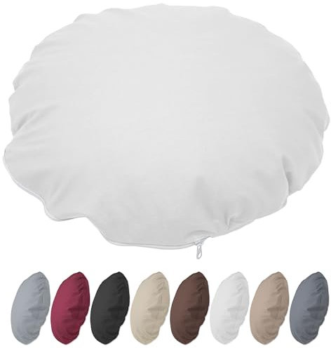 Nurtextil24 Kissenbezug Rund 35cm Ø Durchmesser Weiß Reißverschluss Bodenkissen Sitzkissen Rundkissen Stuhlkissen 100% Baumwolle Bettkissen Sofakissen Kopfkissen Hülle Überzug