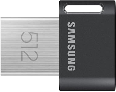 Samsung FIT Plus USB-Stick Typ-A, 512 GB, 400 MB/s Lesen, 110 MB/s Schreiben, Kompakter USB 3.2 Speicherstick mit Schlüsselring, Gray, MUF-512AB/APC