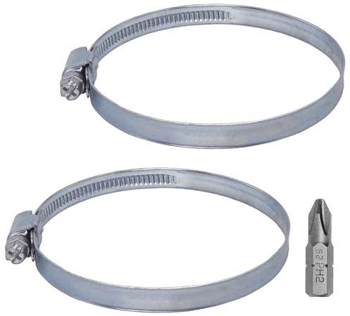 SKIR'CO (2 pezzi) Fascette stringitubo regolabili 140-160 mm, fascette stringitubo in acciaio zincato DIN 3017, fascette stringitubi, diametro regolabile
