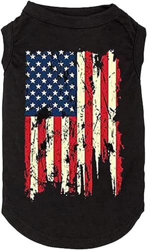 Weokwock Hunde-Shirt mit amerikanischer Flagge, lustiges T-Shirt mit Grafik, Größe S bis XS, Schwarz