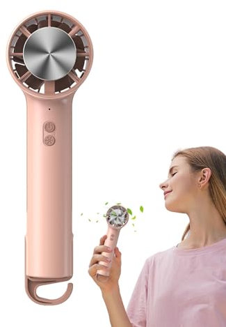 KSHSAA Ventilador de aire acondicionado de mano, ventilador compacto con 3 velocidades de viento ajustables, pequeño ventilador de mano portátil, enfriador de hielo personal para senderismo,