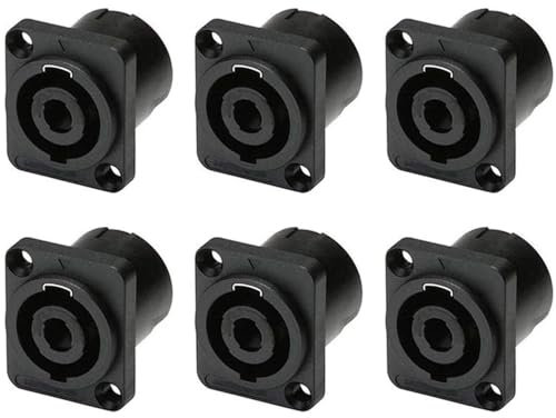 Greluma 6 stück 4 poliger schalttafelmontage lautsprecher buchsenstecker,4 poliger audio lautsprecher buchsenadapter mit runder buchse und drehverschluss für NL4MP, NL4MPR, NL4FC, NL4FX, NLT4X
