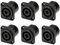 Greluma 6 pcs 4 pôles connecteur de prise à montage sur panneau speakon,haut-parleur audio femelle à 4 broches ronde jack adaptateur de verrouillage par torsion pour nl4mp,nl4mpr,nl4fc,nl4fx,nlt4x
